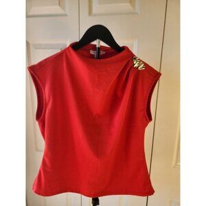 Carolyn Taylor Womens Tank With Gold -Tone Brooch Color Goji Berry Size XL